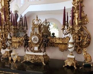 Ornate three piece clock set