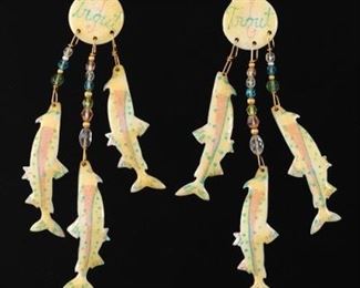 Lunch at The Ritz Trout Earrings, Retired Model