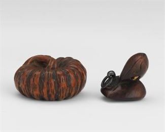 2 Carved Wood Netsuke