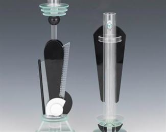 2 George Ponzini Glass Table Items