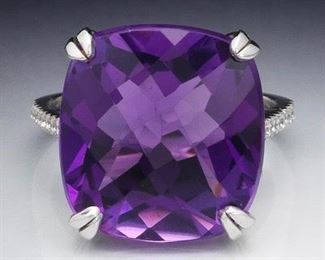 A Fine Amethyst and Diamond Ring 
