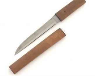 A Good Japanese Dagger with Wooden Mounts 