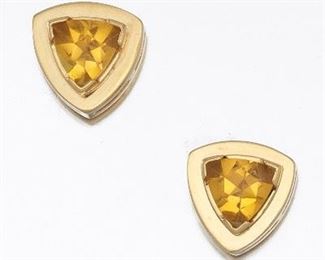 A Pair of Citrine and Gold Earrings 
