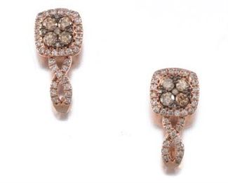 A Pair of Gold and Diamond Earrings 