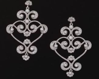 A Pair of Gold and Diamond Pendant Earrings 