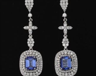 A Pair of Tanzanite and Diamond Earrings, IAS Report 