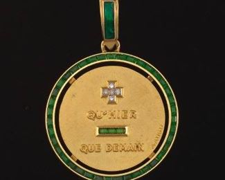 Alphonse Augis French Gold Quhier  Que demain Pendant 