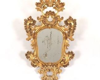 Antique Italian Baroque Style Gilt Wood Mirror