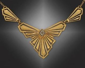 Art Deco Gold and Diamond Necklace 