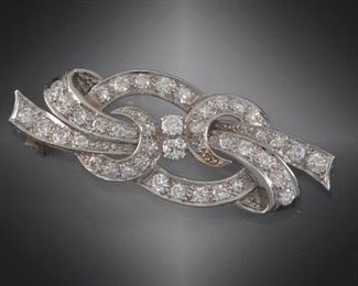Art Deco Platinum and Diamond Brooch 