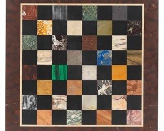 Artisan Gemstone Inlaid Marble Game Board 