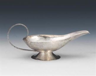 Arts Crafts Ashville Silvercraft Sterling Silver Gravy Boat, Designed by William Waldo Dodge