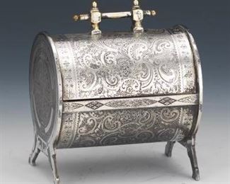 Arts Crafts Antique Silver Plated Casket 