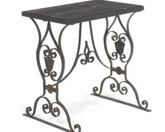 Arts and Crafts Style Wrought Iron and Marble Occasional Table 