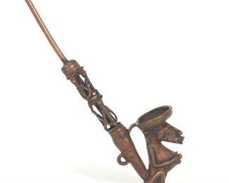 Benin Bronze Ritual Smoking Pipe 