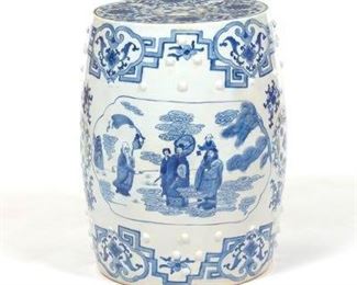 Blue and White Garden Bench