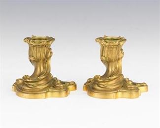 Bronze Acanthus Leaf Candleholders