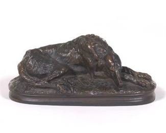 Bronze Borzoi Figurine, Signed A. Deva