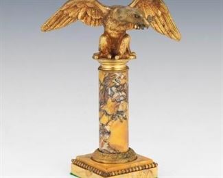 Bronze Eagle on Column Cabinet Sculpture