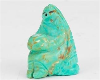 Canadian First Nations Carved Turquoise Corn Maiden