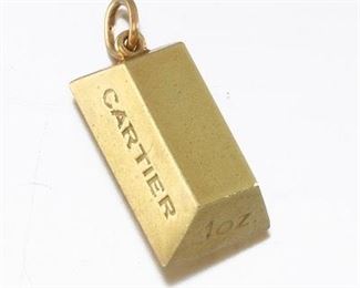 Cartier 18K 1 oz Gold Bullion Bar Brick Pendant