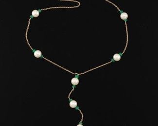 Charming Pearl and Emerald Negligee Necklace 