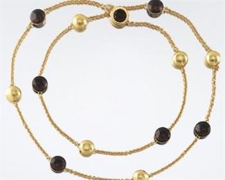 Chimento Italian Gold and Smoky Quartz Fashion Necklace