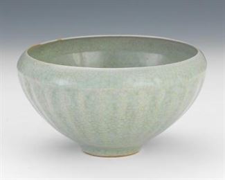 Chinese Longquan Celadon Lotus Footed Bowl, Southern Song Dynasty Style