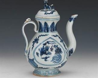 Chinese Blue and White Lidded Teapot