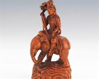 Chinese Carved Boxwood Guanyin