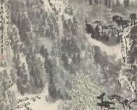 Chinese Watercolor and Ink Wall Hanging Scroll, Fan Wang Temple, by Tong Zhongtao, dated 1984 