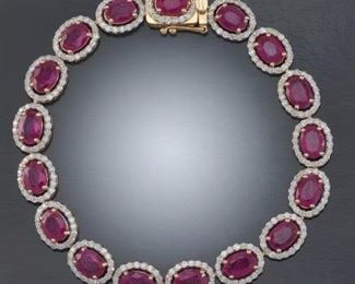 Classic Ruby and Diamond Bracelet, GLA Report 