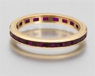 Classical Gold and Ruby Eternity Band 