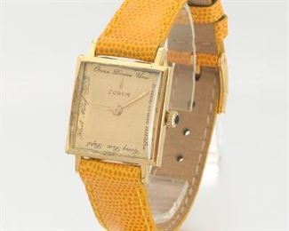 Corum 18k Gold Swiss Made Dress Watch with Gucci Leather Band 