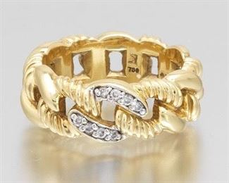 David Yurman 18k Gold and Diamond Ring 