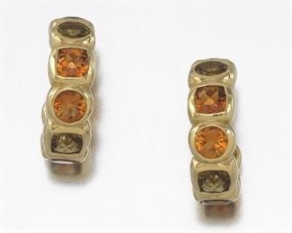 David Yurman 18k Gold and Gemstone Hoop Earrings 