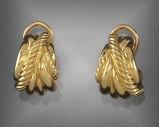 David Yurman 18k Gold Cable Earrings 