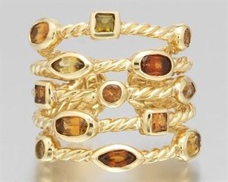 David Yurman Gold and Gemstones Ring 