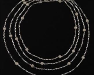 David Yurman Sterling Silver and Diamond, 72 Inches 