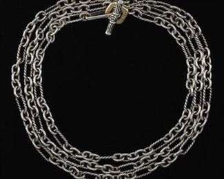 David Yurman Sterling Silver and Gold Necklace 