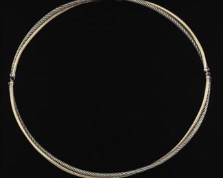 David Yurman Sterling Silver and Gold Omega Necklace 