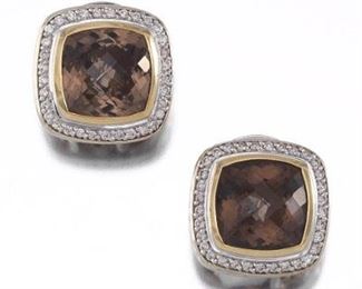 David Yurman Sterling, Diamond and Citrine Earrings 