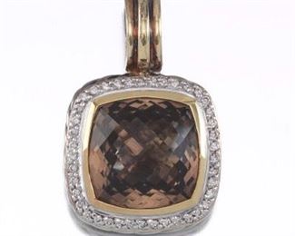David Yurman Sterling, Diamond and Citrine Pendant