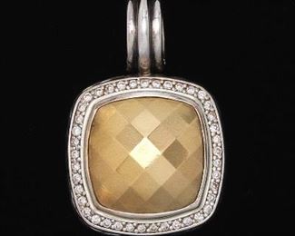 David Yurman Sterling, Diamond and Gold Pendant 
