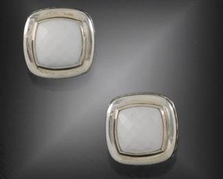 David Yurman White Agate and Silver Earrings 