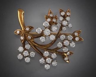 Diamond, Gold and Platinum Brooch 
