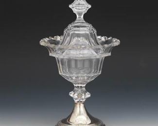 Dutch Glass and Sterling Silver Candy Dish with Sterling Silver Base 