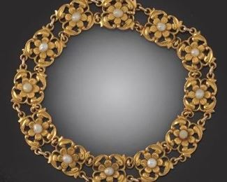 Edwardian Gold and Pearl Bracelet 