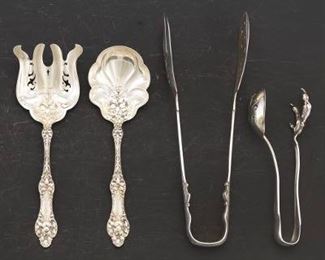 Four Sterling and Coin Silver Utensils, including by Reed Barton for J.E. Caldwell, Alvin Mfg. and Kidney  Johnson