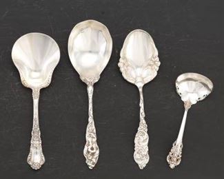 Four Sterling Silver Utensils, Including by Gorham, Silvercraft after Reed Barton, Amston and Wallace